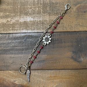 Lucky Brand Flower and Red Bead Bracelet